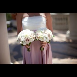 Rose/ivory/white bridesmaid dress Rose N40 Dessy collection size 2